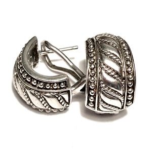 JUDITH RIPKA BEADED SWIRL OMEGA EARRINGS